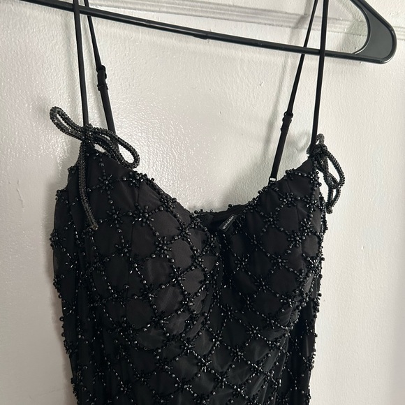 Windsor Dresses & Skirts - Windsor Black Beaded Spaghetti Strap Cocktail Dress